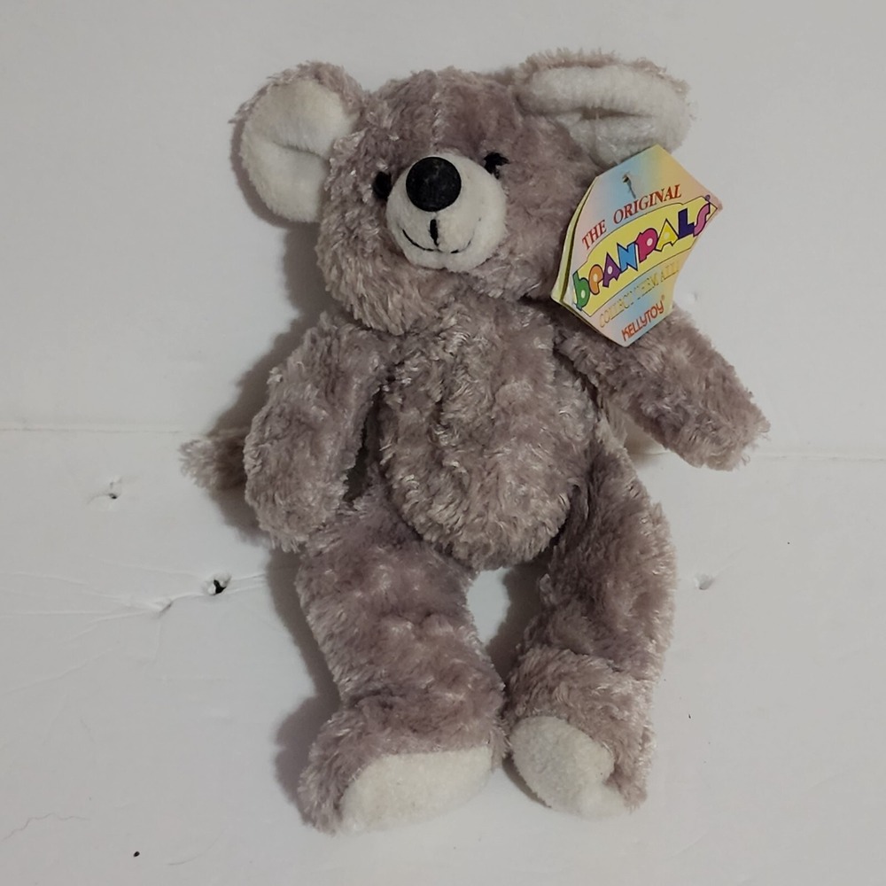 Beanpals Kellytoy Gray Mouse Plush Bean Bag Vintage 2000 7" New Made in Korea
